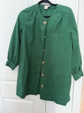 Tuckernuck Emerald Green Button-Front Long Sleeve Dress